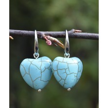 Stoneage Jewellery Turkuaz Doğal Taş Kalp Bayan Küpe
