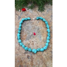 Stoneage Jewellery Bayan Kolye Kırma Firuze Doğal Taş Nazara Karşı