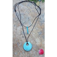 Stoneage Jewellery Turkuaz Doğal Taş Antiallerjik İkili Bayan Kolye