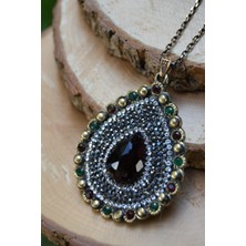 Stoneage Jewellery Bordo Kristal Taşlı Bayan Kolye