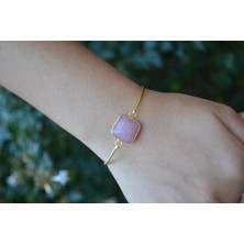 Stoneage Jewellery Pembe Kuvars Taşlı Tasarım Bayan Bileklik