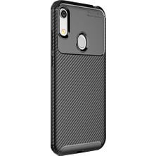 Microcase Huawei Honor 8A - Y6 2019 Maxy Serisi Carbon Fiber Silikon TPU Kılıf Siyah