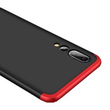 Microcase Huawei P20 Pro Tam Koruma Kapak 360 Derece Kılıf Kırmızı-Siyah