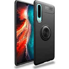 Microcase Huawei P30 Focus Serisi Yüzük Standlı Silikon Kılıf Siyah