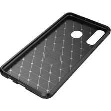 Microcase Huawei P30 Lite Maxy Serisi Carbon Fiber Silikon TPU Kılıf Siyah