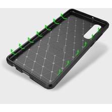 Microcase Huawei P30 Maxy Serisi Carbon Fiber Silikon TPU Kılıf Siyah