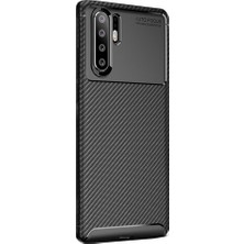 Microcase Huawei P30 Pro Maxy Serisi Carbon Fiber Silikon TPU Kılıf Siyah