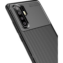 Microcase Huawei P30 Pro Maxy Serisi Carbon Fiber Silikon TPU Kılıf Siyah