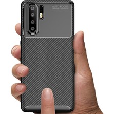 Microcase Huawei P30 Pro Maxy Serisi Carbon Fiber Silikon TPU Kılıf Siyah