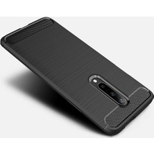 Microcase OnePlus 7 Pro Brushed Carbon Fiber Silikon TPU Kılıf Siyah