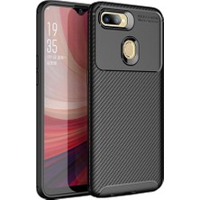 Microcase Oppo AX7 Maxy Serisi Carbon Fiber Silikon TPU Kılıf Siyah