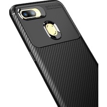 Microcase Oppo AX7 Maxy Serisi Carbon Fiber Silikon TPU Kılıf Siyah