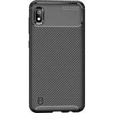 Microcase Samsung Galaxy A10 Maxy Serisi Carbon Fiber Silikon TPU Kılıf Siyah