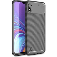 Microcase Samsung Galaxy A10 Maxy Serisi Carbon Fiber Silikon TPU Kılıf Siyah