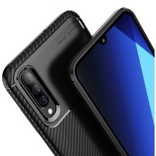 Microcase Samsung Galaxy A50 Maxy Serisi Carbon Fiber Silikon TPU Kılıf Siyah