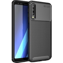 Microcase Samsung Galaxy A7 2018 Maxy Serisi Carbon Fiber Silikon TPU Kılıf Siyah