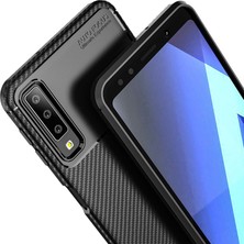 Microcase Samsung Galaxy A7 2018 Maxy Serisi Carbon Fiber Silikon TPU Kılıf Siyah