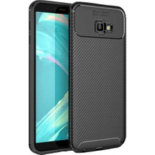 Microcase Samsung Galaxy J4 Plus Maxy Serisi Carbon Fiber Silikon TPU Kılıf Siyah