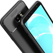 Microcase Samsung Galaxy J4 Plus Maxy Serisi Carbon Fiber Silikon TPU Kılıf Siyah