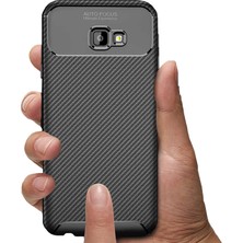 Microcase Samsung Galaxy J4 Plus Maxy Serisi Carbon Fiber Silikon TPU Kılıf Siyah