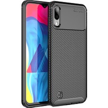 Microcase Samsung Galaxy M10 Maxy Serisi Carbon Fiber Silikon TPU Kılıf Siyah