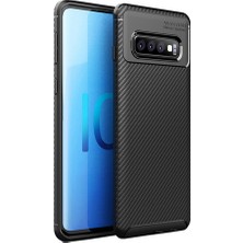 Microcase Samsung Galaxy S10 Maxy Serisi Carbon Fiber Silikon TPU Kılıf Siyah