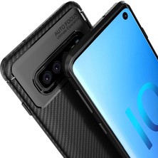 Microcase Samsung Galaxy S10 Maxy Serisi Carbon Fiber Silikon TPU Kılıf Siyah