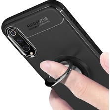 Microcase Xiaomi Mi 9 SE Focus Serisi Yüzük Standlı Silikon Kılıf Siyah