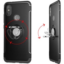 Microcase Xiaomi Mi Mix 3 Yüzük Standlı Armor Silikon Kılıf Siyah