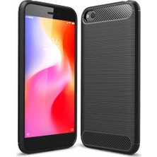 Microcase Xiaomi Redmi Go Brushed Carbon Fiber Silikon TPU Kılıf Siyah