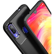 Microcase Xiaomi Redmi Note 7 Maxy Serisi Carbon Fiber Silikon TPU Kılıf Siyah