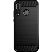 Microce Huawei P Smart Plus 2019 Brushed Carbon Fiber Silikon TPU Kılıf Siyah