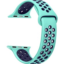 Microsonic Apple Watch Uyumlu Series 4 44 mm Rainbow Sport Band Kordon Su Yeşili