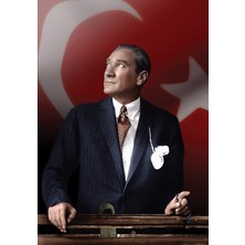 Tablosan Türk Bayrağı ve Atatürk Portresi Kanvas Tablo