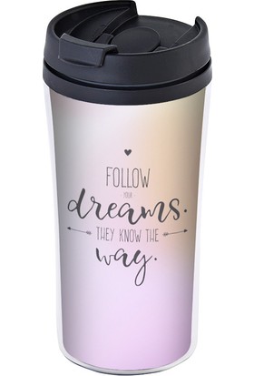 Allmug Iç-Dış Plastik Termos- Follow Your Dreams