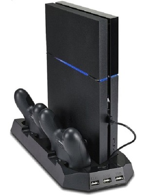 Powerstar PS4 Slim YH22 Çift Fanlı Dikey Soğutucu ve Kol Şarj İstasyonu – Siyah Renk Oyun Konsolu Aksesuarı