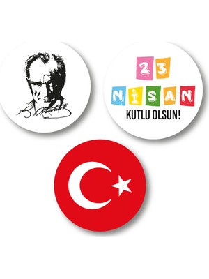 Cici 23 Nisan Sticker Etiket Duvar Süsü Seti 3 x 3 cm 21li