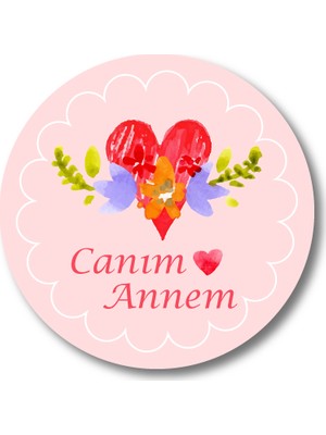 Cici Canım Annem Sticker Etiket Duvar Süsü 3 x 3 cm 20li