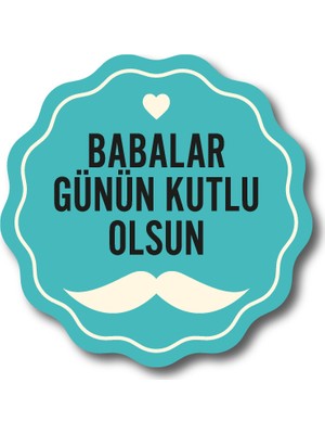 Cici Babalar Günü Sticker Etiket Duvar Süsü 3 x 3 cm 20li