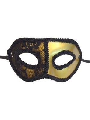Event Party Store Maske Yarım Dantel Gold