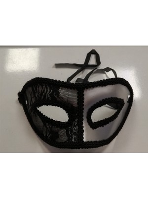 Event Party Store Maske Yarım Dantel Gümüş