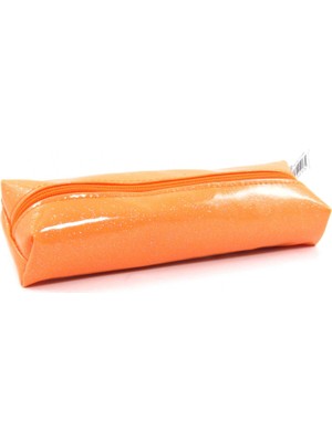 Pippa Tek Bölmeli Rugan Simli Kalemlik - Turuncu