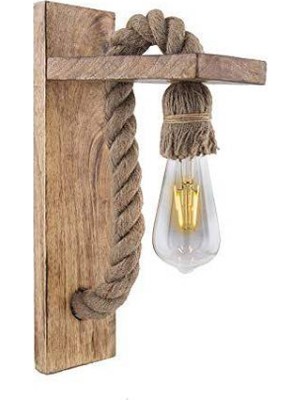 Ahşap Sepeti Retro Ahşap Duvar Aplik Rustik Edison Tavan Aydınlatma