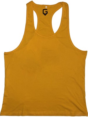 Top Glory Fitness Gym Tank Top Atlet Sporcu Atleti Sarı 5030