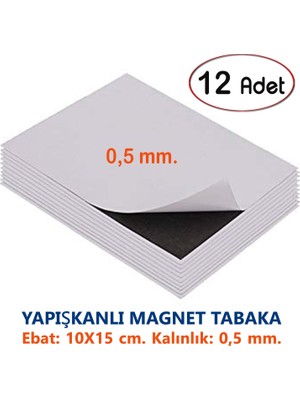 DirektAl 12 Adet 10 x 15 cm Yapışkanlı Mıknatıs Tabaka Fotoğraf Magneti 0,5 mm