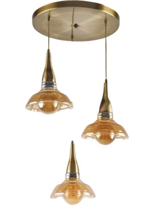 Mylight Retro Eskitme 40 cm Çaplı 3'lü Bal Camlı Sarkıt