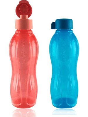 Tupperware Eko Şişe 750 ml Mercan ve 750 ml Mavi Suluk