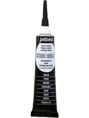 Pebeo Siyah Cam Kontür 20Ml Su Bazlı Kontür Ürünü Desen Çizimi İçin Özel Tüp
