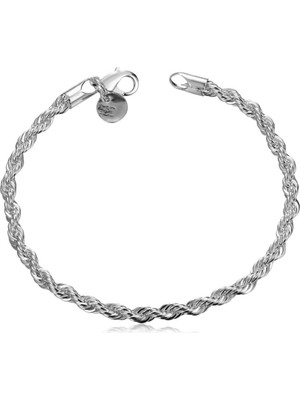 Angemiel Men Gümüş Burgu Zincir Erkek Bileklik