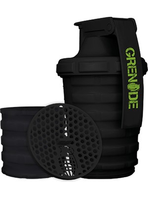 Grenade Siyah Shaker BPA İçermeyen Patent Bekleyen Tasarıma Sahip Geniş Protein Tozu Haznesi